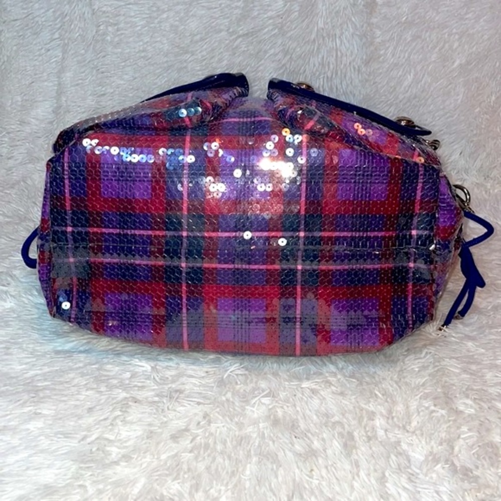 Coach Poppy XL Limited Edition Tartan Plaid Glam Sequin Spotlight Bag Purse - Picture 11 of 16